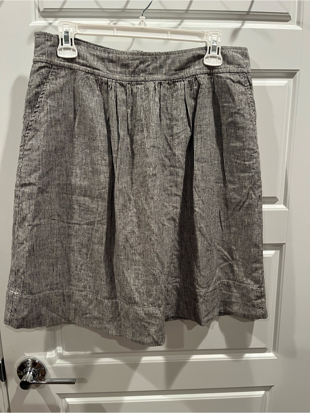 Eileen Fisher Gray Pinstriped A-Line Skirt